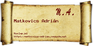 Matkovics Adrián névjegykártya